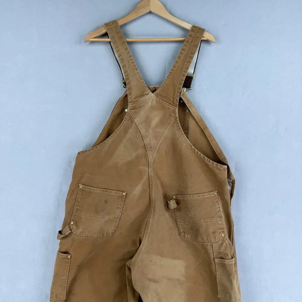 Carhartt Overalls Mens 42x28 Brown Duck Canvas Bib Workwear Carpenter Grunge - Picture 8 of 9
